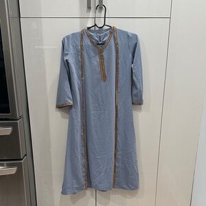 Blue Dress with Gold Trim